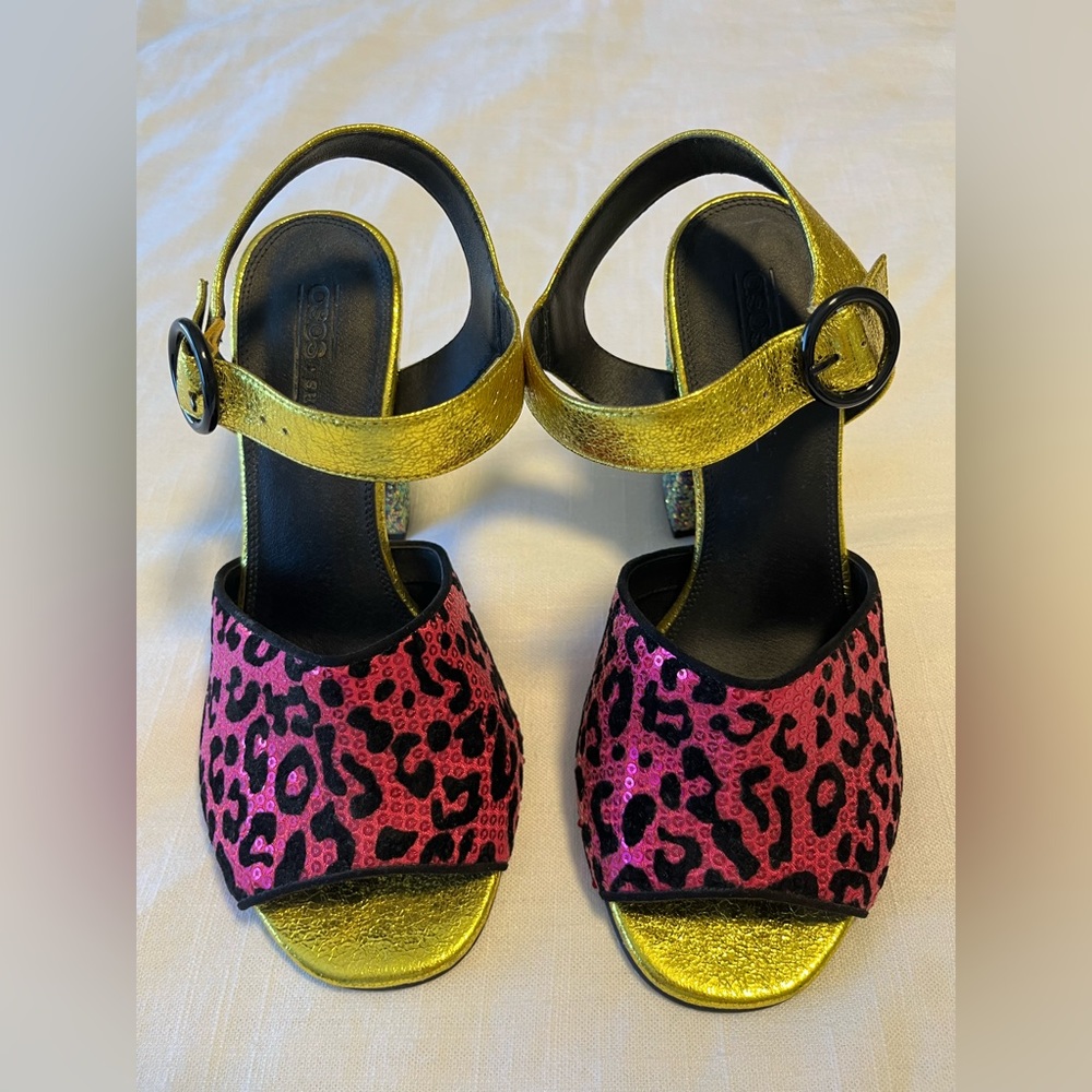 Sparkle Multi-colored Bock Heels
